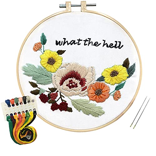 Louise Maelys Floral Embroidery Kit for Beginners Saying DIY Craft - color: kit-1