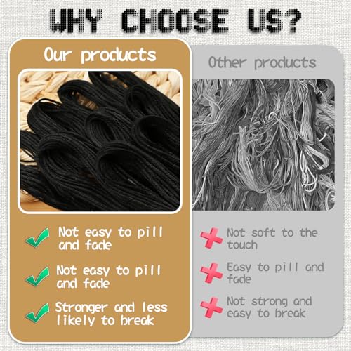 14 Skeins Embroidery Floss, Black Embroidery Thread, Friendship Bracelet String, Cross Stitch for DIY Making - color: Black-1