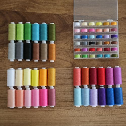 125 PCS Sewing Thread Assortment, 36 Colors 400yd Sewing Thread with Matched 36 Colors Bobbins, Plus 50 PCS Sewing Machine Needles for Home Sewing Machine