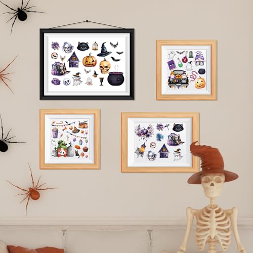 Halloween Rub on Transfers for Crafts and Furniture - Wxiben 12 Sheets Ghost Pumpkin Rub on Transfers for Furniture Halloween Skull Rub on Transfer Stickers Decals for Wood DIY Craft Office Home Decor - style: Halloween