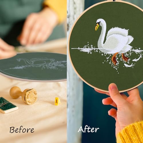 COCOMOX Embroidery Kit for Beginners, Hand Embroidery Stiches Practice Kit - color: Animals pattern