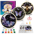 Huacan Embroidery Kit for Adults Beginner - Embroidery Kits 3 Pcs Stamped Stitch Practice Multiple Butterfly Pattern with 3 Hoops, DIY Sewing Kit with Gift Box 7.9 x 7.9 Inch (Butterfly 1) - color: Butterfly 1