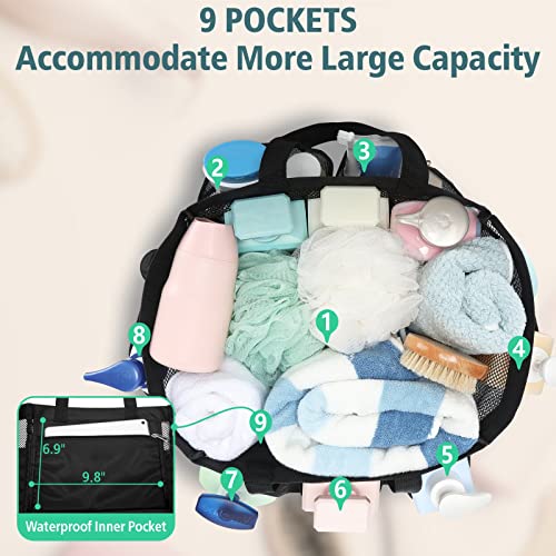 Mesh Shower Caddy Portable - 2 Packs, Extra Large Shower Bag for Dorm - color: 2 Pack Black, size: XL (Dorm Caddy)