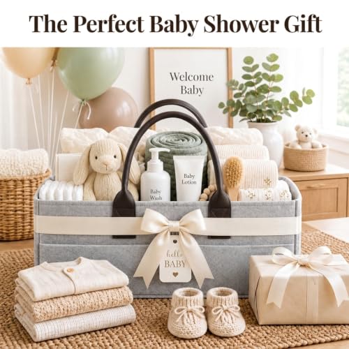 Felt Diaper Caddy Organizer, Nursery & Car Organizer - color: Grey