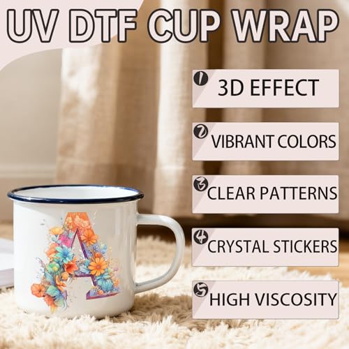 32 PCS Boho Floral Alphabet UV DTF Cup Wrap Stickers - style: Boho Floral Alphabet