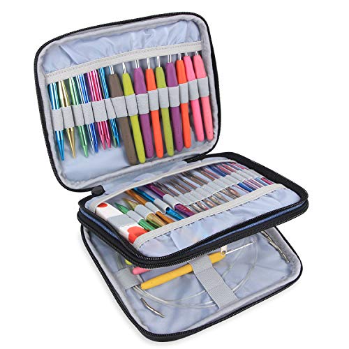 Teamoy Crochet Hook Organizer Case, Empty Crochet Hook Holder, Blue - color: Blue