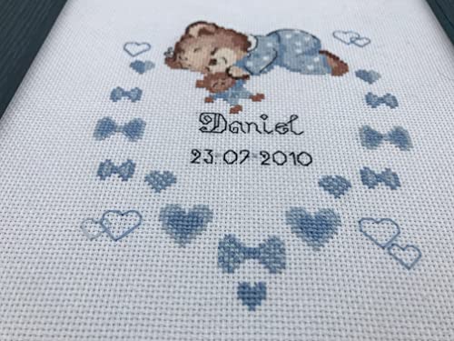 RIOLIS 1124 Boys Birth Announcement Counted Cross Stitch Kit 7 x 9.5 in - style: Boys Birth Announcement 1124
