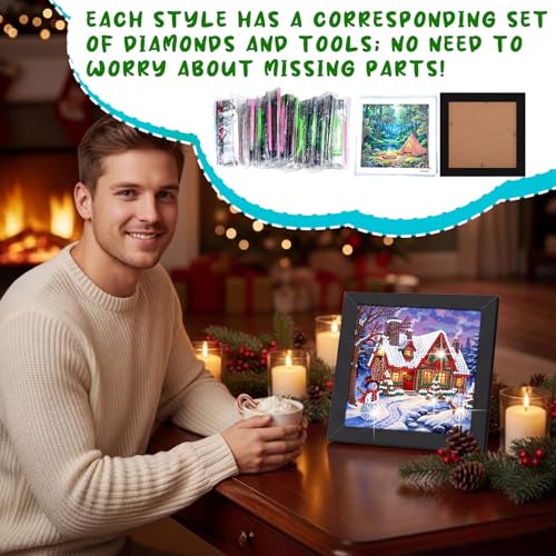 Trandraft 13 Pcs Seasonal Scenery Small Diamond Art Kits for Adults Craft - style: Seasonal Scenery