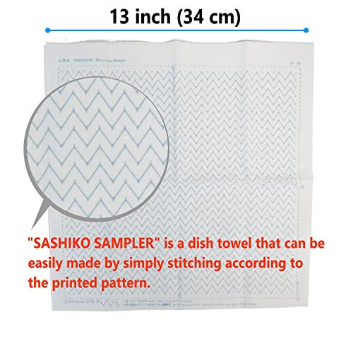 Daruma Hitomezashi Sashiko Kit – Premium Japanese Made Needle and Thread Kit with Sashiko Fukin, Thread, Needles, Thimble – Ready to Use Set (Mountain Range) - color: Mountain Range