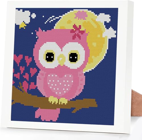 Lzyueyuan Owl Stamped Cross Stitch Kits for Beginners, Cross Stitch for Adults with Framed,Crafts for Girls 8-12 Embroidery Kit,11CT Cross-Stitch Arts and Crafts for Adults 8.7inX8.7in - color: Cross Stitch-1222-7