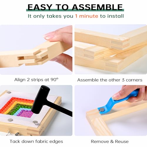 24 Pcs Needlepoint Stretcher Bars for Needlework with 100 Metal Tacks, - color: Natural-24pcs