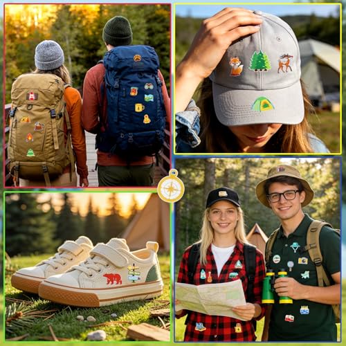 AUGSUN 36pcs Camping Iron on Patches Adventure Embroidered Sew Applique - style: Camping