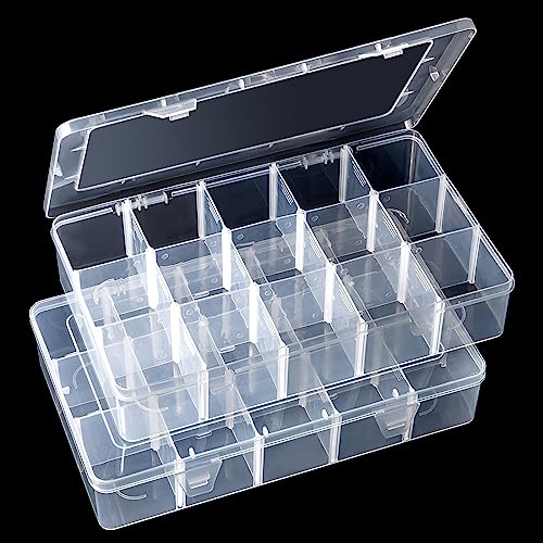 Gospire 2PCS 15 Large Grids Clear Plastic Box Organizer Storage Container - color: Clear-15 Grids*2