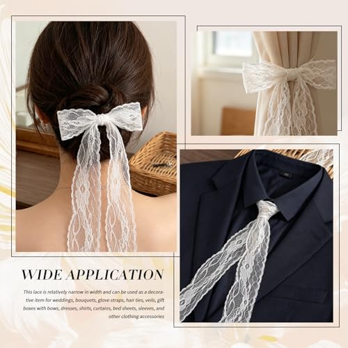 Lace Trim Ribbon, 10-Yard White Lace Ribbon, 2.3 Inch Width White Laces Trims Delicate Floral Pattern Ribbons for Crafts Sewing and Bridal Wedding Dress Applique Decorations - color: White023, Length: 10 Yard, Width: 2.3 inch