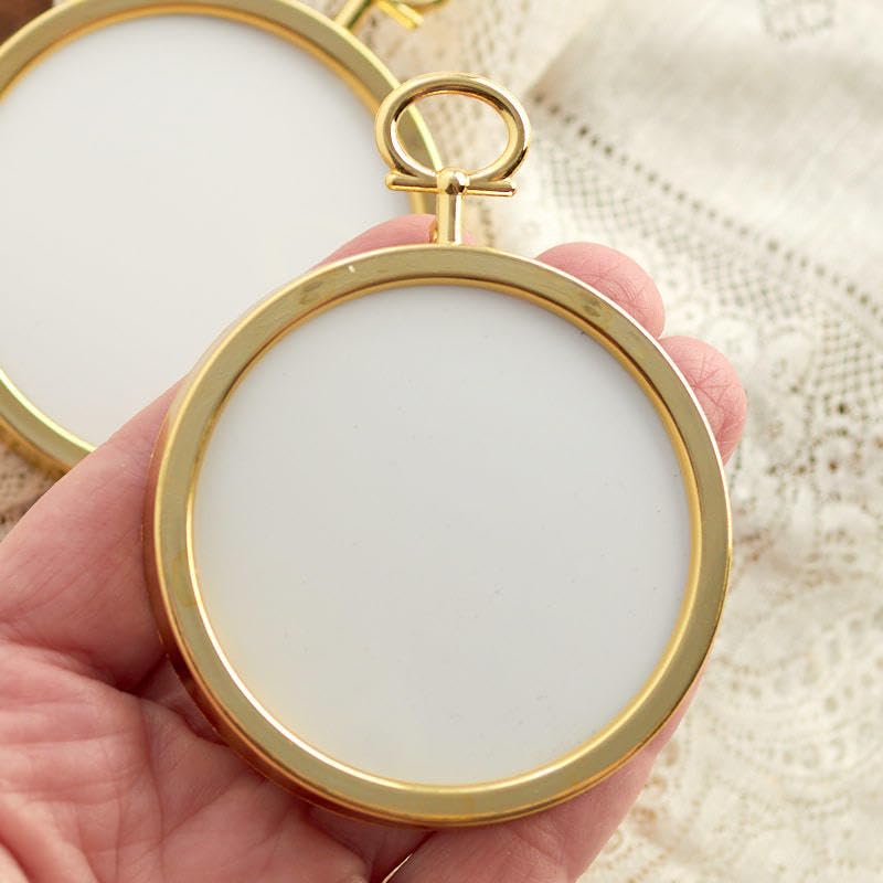 Mini Gold Round Frames – Set of 12 Small Plastic Craft Frames