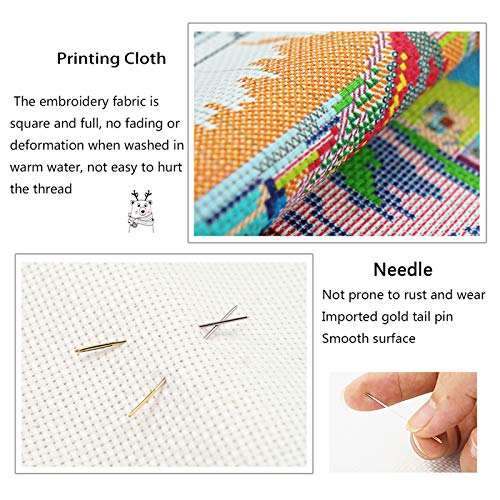 ITSTITCH Stamped Cross Stitch Kits for Beginners Full Range of Cross Stitching Preprinted Pattern for Kids or Adults, Embroidery Needlepoint Starter Kits-Sunflower and Mouse, 15.4x16.5 inch - color: Sunflower and Mouse, 15.4x16.5 inch