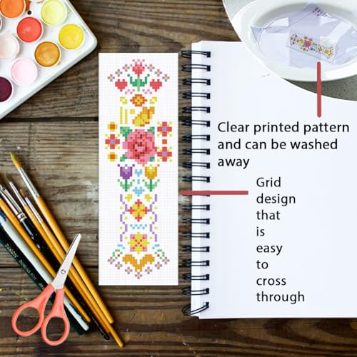ORIGACH 6 Set Vintage Folk Floral Cross Stitch Bookmark Kit for Beginner - style: Spring Flowers