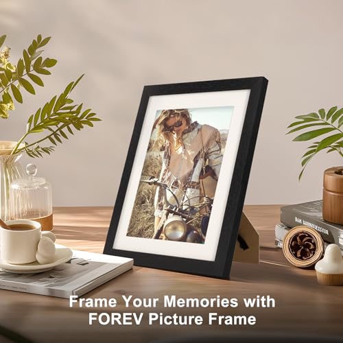 TOFOREVO 8x12 Picture Frames with 6x8 Mat Set of 2, Black - color: Black Wood Grain, size: 8x12