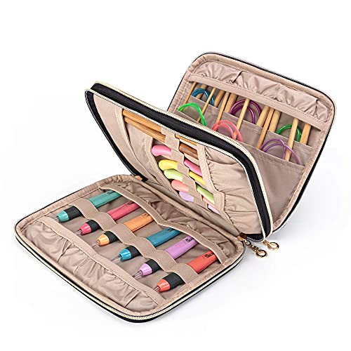 Teamoy Crochet Hook Case Organizer, Crochet Needle Storage Bag, Black - color: Black