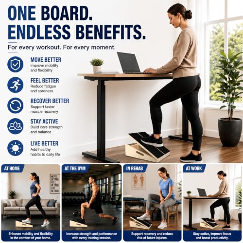 MUCITAGF Professional Wooden Slant Board, Calf Stretch Board