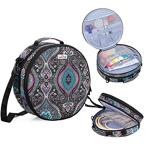 LoDrid Embroidery Bag, Double-Layer Embroidery Project Storage Bag, Totem