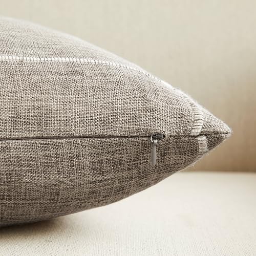 2 Packs Grid Embroidery Throw Pillow Covers 16x16in Cocoa Brown - color: Cocoa Brown, size: 16" x 16" (Pack of 2)