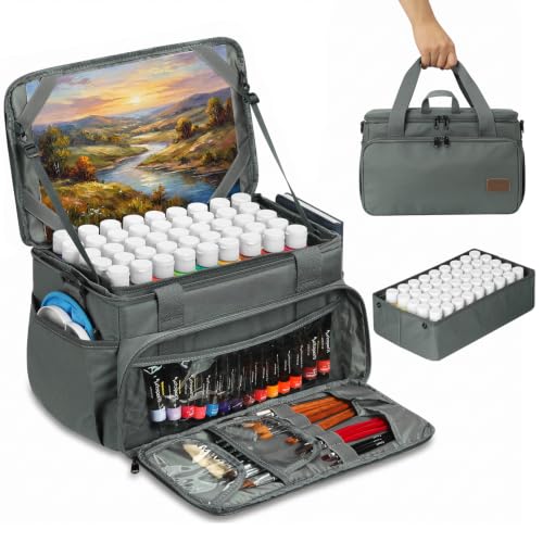 Magicfly Large Art Bag, Waterproof Paint Organizer Bag with Drawing Easel - color: Grey