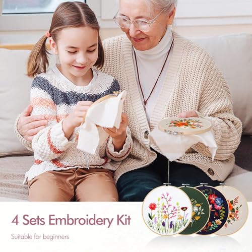 wtisan 4 Pack Embroidery kit for Beginners Cross Stitch Kits for Adults - color: KIT 01