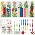 ACRNIGHEET 6PCS Stamped Cross Stitch Bookmark Kit for Beginners Flower 11CT - style: Book Flower Patterns