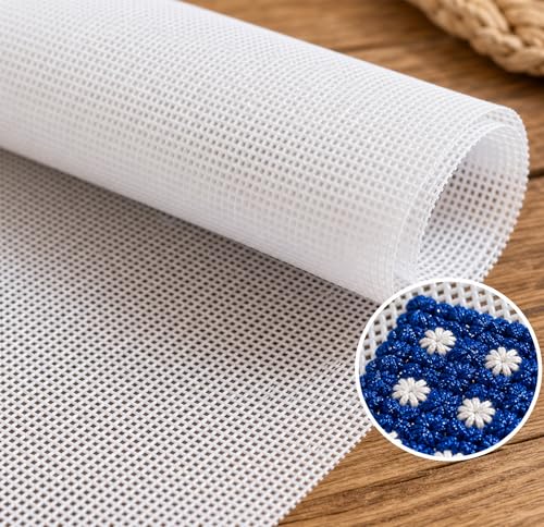 13 Mesh Blank Needlepoint Canvas 26x20 in, White Cotton for Embroidery - color: 13 Mesh, size: 26X20 IN