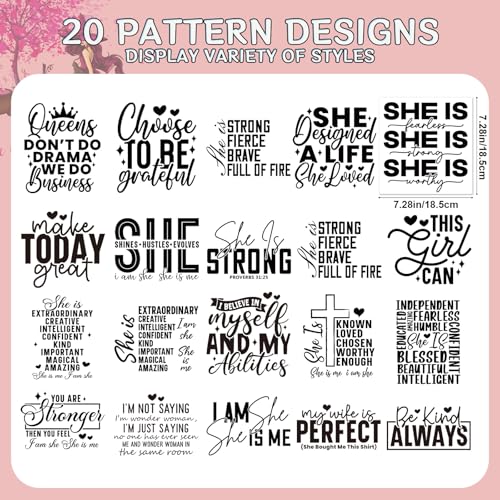 Dtf Transfers Ready to Press - 20Pcs Woman Affirmation Iron on Transfer for Tshirts, Inspirational Positive Quotes Iron on Decals Patches, Motivational Heat Stickers for DIY Clothes Bags - color: Woman Affirmation309