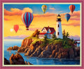 Disnesart Cross Stitch Stamped Full Embroidery Kits DIY 11CT Cotton Thread Printed DIY Needlepoint Kits Craft Needlework Set Cross-Stitch Stamped Sets-Seaside Lighthouse hot air Balloon 16x20 inch - color: Stylepattern01