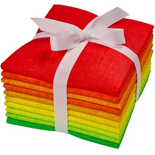 Craftido - 11 Options Solids with Tweed Tonals - Assorted Color Cotton Quilting Fabric Bundles 10pcs Fat Quarters 18"x21" - Medium Weight 5.2oz - for Quilting, Sewing and Crafts - Fruit&Garden - color: Fruit&garden