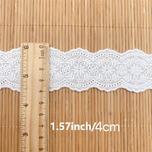 7Yards Cotton Lace Trim White Eyelet Lace Ribbon Bowknot Embroidery Scalloped Lace for Sewing Crafts, Dress, Dolls/Pets Clothes (White A) - color: White A