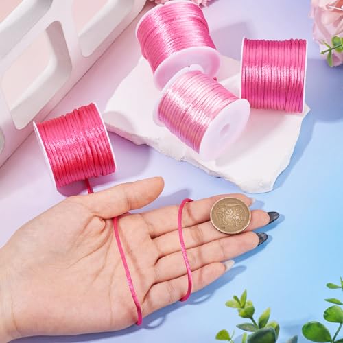 Elecrelive 40 Yards 2mm Nylon Satin Rattail Cords Mix Pink Nylon String - color: Mix Pink