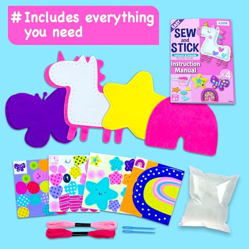 EZCRA Unicorn Sewing Kit for Kids Ages 4-8 - 4 Beginner Projects - color: Unicorn 4-in-1