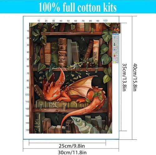 Dragon Stamped Cross Stitch Kits for Adults Beginner, Bookshelf Counted Cross Stitch Kits Printed Stitching Cute Patterns Dimensions Needlepoint Art Crafts Embroidery Kits for Adults - color: Cross Stitch-1215-2