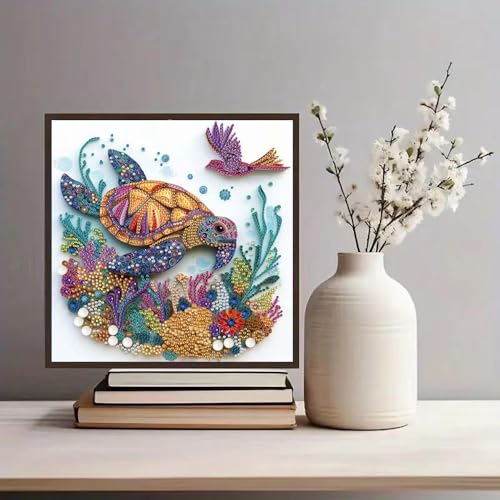 ZQEATRY Sea Turtle Diamond Painting Kits for Adults,5D Special Shape Diamond Art Kits for Adults Beginners,DIY Crystal Rhinestones Diamond Dots with Gem Art Kits,Home Wall Decor 12 X 12 inch - color: XJ101
