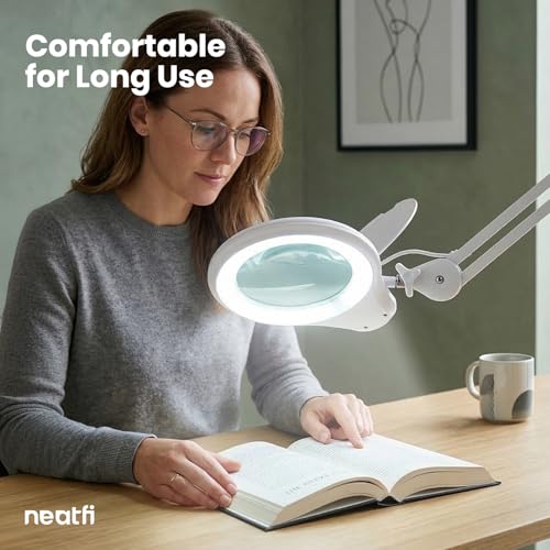 Neatfi LED Bifocal Magnifying Floor Lamp, 1200 Lumens, 5D + 20D (White) - color: White, size: 5 Inches