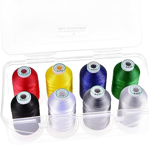 New brothread 8 Spools Embroidery Machine Thread with Box -Basic Color - color: Basic Color