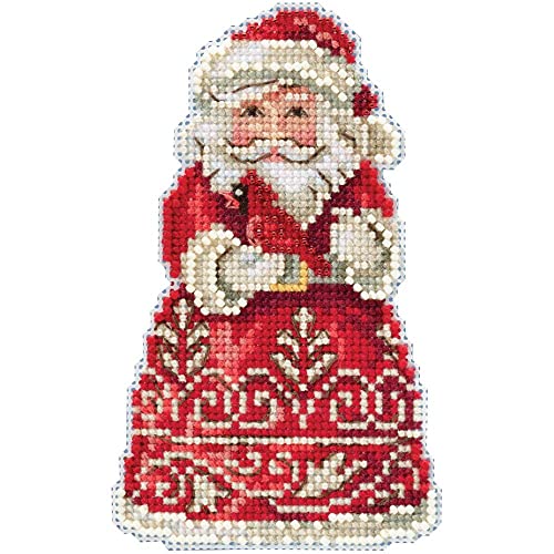Santa with Cardinal Counted Cross Stitch Ornament Kit Mill Hill 2019 Jim Shore JS201913