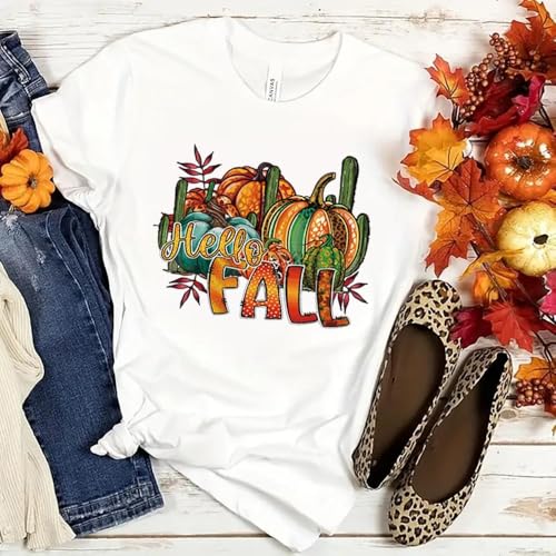 Fall Iron on Patches for Clothes, 4 PCS Thanksgiving Day Heat Transfer Vinyl Decals Maple Leaf Turkey Pumpkin Dwarf Design Iron on Transfer Stickers Happy Thanksgiving HTV Vinyl Iron on Appliques - color: B