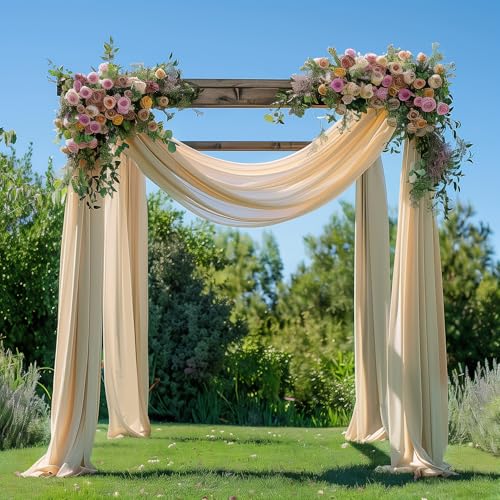 Wedding Arch Draping Fabric 1 Panel Champagne Sheer Backdrop Drapes - color: Champagne, size: 1 Panel