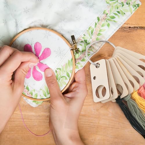 101pcs Wooden Embroidery Floss Drop,Embroidery Floss Organizer with Floss Ring Cross Stitch Bobbins for DIY Sewing Storage,Craft Supplies(Style D) - color: Rectangle