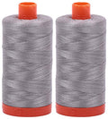 2-Pack - Aurifil 50WT - Stainless Steel (2620) Solid - Mako Cotton Thread - 1422 Yards Each2 - color: 2pk - Stainless Steel 2620