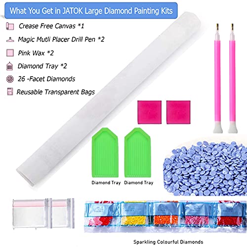 JATOK Diamond Painting Kit for Adults, Sea Moon, 31.5 x 15.7 in - color: Blue