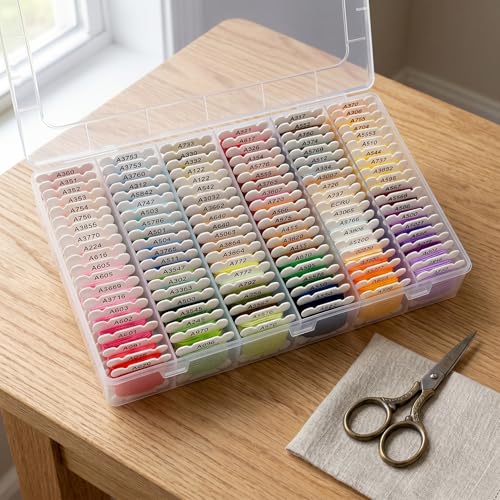 Huacan Embroidery Floss with Storage Box - 120 Colors Stitching Threads Sewing Kits DIY Cross Stitch Threads Set for Adults Beginner (120 Color) - color: 120 Color