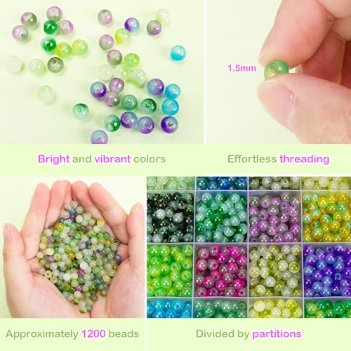 XSEINO About 1200+ pcs 6mm Glass Beads Green Bi-Color Bracelet Making Kit - color: Green Bi-Color Fusion Series