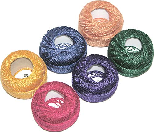 Presencia Finca Perle Cotton ~ Size #5 ~ Thread Sampler Pack for Sewing, Embroidery, and Quilting (04 - Jewel) - size: 6 Count (Pack of 1)