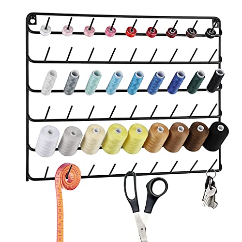 YBING Thread Holder Wall 54 Spools Thread Rack Black Metal - color: Black